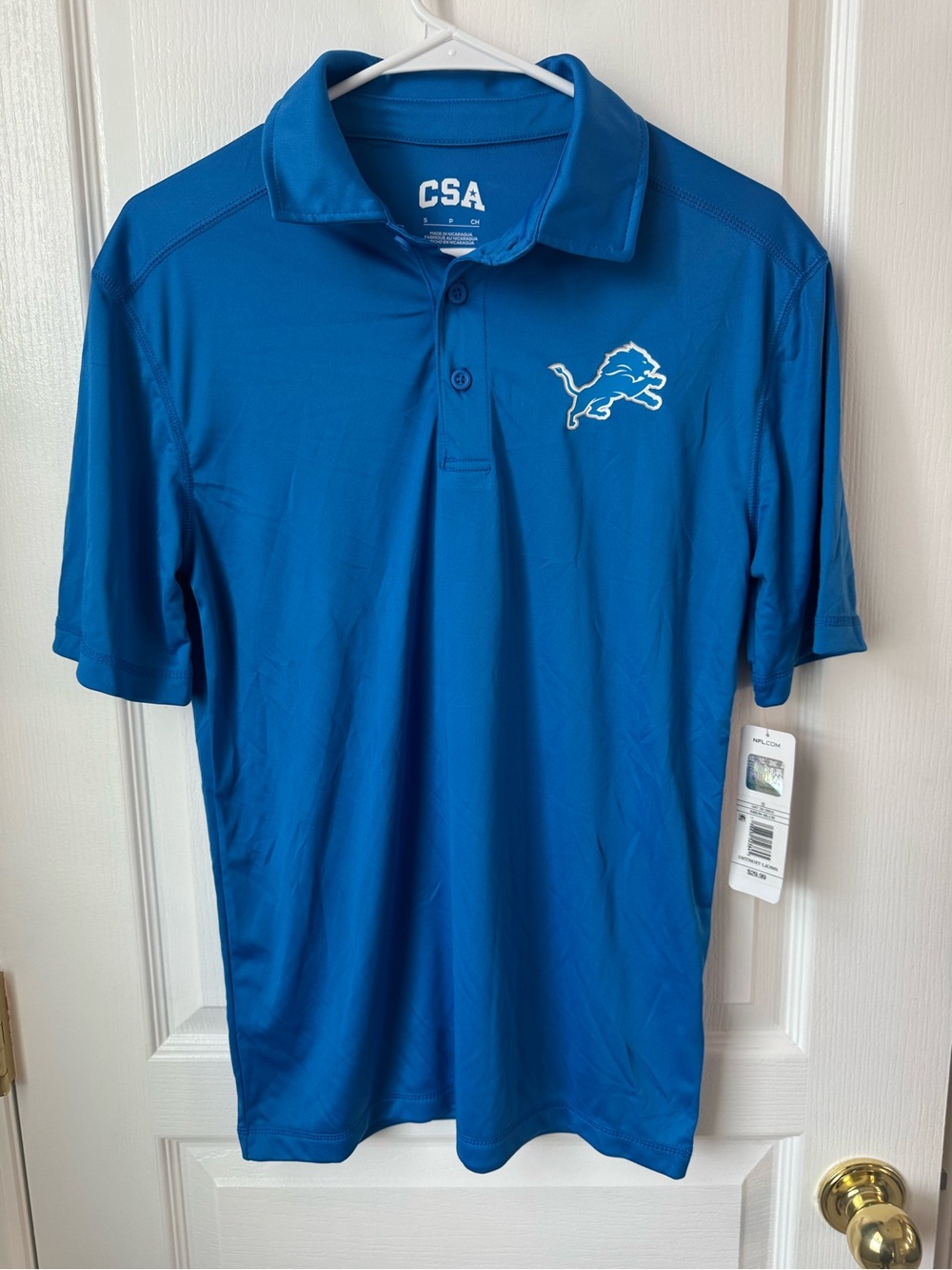 CSA Men's Blue Performance Polo with Embroidered Lion